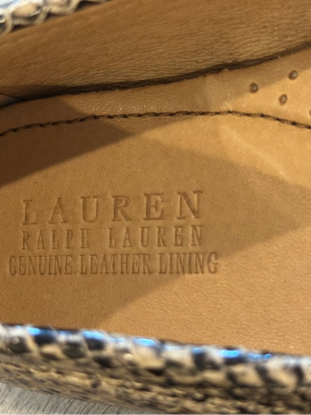 Ralph Lauren Snake-Print Loafers in Tan and Black - Picture 14 of 15